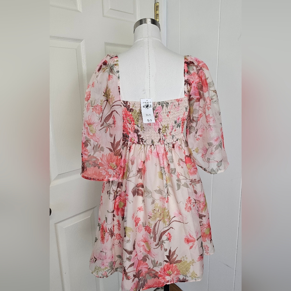 NWT Abercrombie & Fitch Emerson Ruched Angel Sleeve Mini Dress Size M - Picture 7 of 8